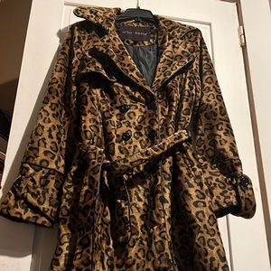 Betsey Johnson Woman’s Faux Fur Leopard Print Peacoat